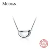 Modian länk kedja halsband för kvinnor mode 925 sterling silver böna enkla hängsmycke halsband fin smycken flicka gåva 210619