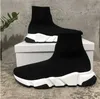 Avec Box Top Qualité Paris Hommes Femmes Casual Chaussures Speed Trainers Chaussette En Tricot Blanc Noir Kaki Filigrane Balencaiga Baskets Shoes279s