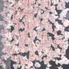 Party Joy 2pcs 144 1.8m Konstgjord körsbärsblomma Garland Fake Silk Blomma Hängande Vine Sakura för Party Wedding Arch Heminredning 210706