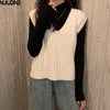 Kobiety Retor Loose V-Neck Trick Paski sweter Kamizelka Jesień Wiosna Kobiet Kamizelki z dzianiny Kamizelki z górnymi topami 210514