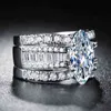 Luxury Marquise 925 Sterling Silver Wedding Ring Set Africa Bridal For Women Lady Anniversary Gift Jewelry Wholesale R5388 211217