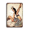 Vintage Sexy Pin-up Girl Iron Painting Metal Tin Sign Hot Movies Art Poster Retro Signs Wall Sweet Home Decor Plaques