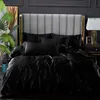 Black Bedding Sets King Double Size PLA Cool Fiber Summer Used Single Bed Sheet Luxury Bedding Kit Duvet Cover Set Queen Size 210706