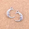 66 sztuk Antique Silver Bronze Plated Moon Face Charms Wisiorek DIY Naszyjnik Bransoletka Bransoletka Ustalenia 21 * 15mm