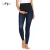 Kvinnors Maternity Jeans Super Stretch Slim Fit Jeggings för kvinnor Hög midja Jean Leggings med fickor Skinny 210721