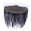 Braziliaanse kinky krullend 13x4 oor tot oor Pre-pluzed kant frontale sluiting met baby haar Remy Menselijk Haarvrije deel