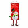 God jul flaggor Santa Snowman Cloth Art Hang Flagga för Xmas Party Window Hotel Market Garden Utanavtalsdekoration