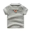 Bebek Çocuk Giyim Rahat Pamuk Kısa Kollu Turn-down Yaka Gri Beyaz Katı Renk Cep Çocuklar Küçük Erkek T Shirt 210701