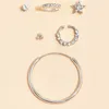 Hoop Huggie 6 st / set Asien Shinning Fashion Smycken Fem-spetsade Star Örhängen Lyxigt guld för kvinnor Rhinestones Drop