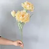 3頭の人工牡丹の絹の偽の花の花のオフィスパーティーのホテル窓の敷居装飾