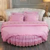 Ensembles de literie 100 coton lit rond 4 PCS broderie glands dentelle bord taie d'oreiller housse de couette drap housse et jupe 200 cm 220 cm7269594