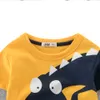 Automne bébé enfant en bas âge garçon dinosaure imprimé t-shirt à manches longues pour enfants vêtements couleur jaune en Stock 210528