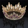 Multicolour Crystal Wedding Crown Royal Queen King Bridal Tiaras and Crowns Pagant Headdress Bride Hair Smycken Tillbehör
