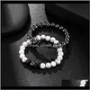 J￳ias de pulseiras de mi￧angas J￳ias de j￳ias de 8mm de hematita de hematita Men charme as turquesas brancas pulseas de pulseira el￡stica de feminina entrega de gota 2021