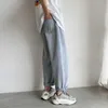 SS Casual Jeans Mäns Lossa Straight Wide-Ben Beskuren Byxor Hip Hop Koreansk Trend All-Match Unisex Preppy Pants Streetwear 210526