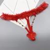 Kvinnor Spetstrosor Rhinestone G-String Stringtrosor Kristall Sexiga Pärlor Kedja Underkläder Svart Röd Vit Gul Rosa Blå