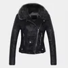 Vrouwen winter faux lederen jas warm grote bont kraag dame motorfiets PU zachte witte zwarte roze jas 210430
