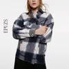 Vår vinterrockar och jackor Kvinnor Plaid Casual Loose Korean Oversized Ladies Red Green Coat 210521