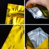 Sacs de rangement 100pcs Gold Mylar Feuille Self Seal Sac Tear Notch Réutilisable Refermable Snack Thé Café Emballage Pochettes
