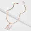 2021 Pearl Halsband Engelska Letter Alfabet Hängsmycke Halsband Goth Alloy Choker Chain Anniversary Party Christmas Smycken Gåvor för kvinnor