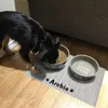 Retângulo cão esteira gato À Prova D 'Água Pet para alimentos e água PU couro erial antiderrapante fácil de limpar o nome feito sob encomenda PLOCEMAT H0929