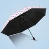 Parasolowy parasol z paski piesek Parasol Trzy składane świeże pasmo imprezowe Parasol Sunny Rainy Pink Parrelas Women H1015242Y