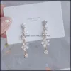 Charm Ohrringe Schmuck Juwang Luxus 14K Echtgold vergoldet Blätter Ohrring Zarte Mikro eingelegte Kubikzircon Cz Ohrstecker Hochzeit Anhänger Tropfen Del