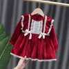 MELARIO criança bebê laço laço menina vestido vermelho aniversário vestido dourado veludo bebé princesa vestidos recém-nascidos batismo vestidos g1129