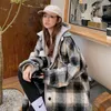 Spring Women Plaid Long Coat Jacket Casual High Quality Warm Overcoat Fashion Shirts Coats 210515