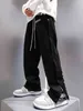 Mannen broek effen baggy losse elastische broek joggingbroek casual broek broek groot recht grijs zwart 211201