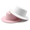 Panama Jazz Formele Hoed Dame Vilt Fedora Hoeden Mode Patchwork Wide Brim Caps Unisex Trilby Hodeau Voor Mannen Vrouwen Rood Zwart 2021