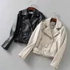 Lente vrouwen faux lederen jas met riem herfst vrouwelijke moto fietser losse PU jas streetwear dames uitloper 210430