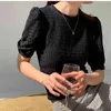 Puff Short Sleeve Woman Summer Tops Simple Solid O-neck Shirts for Women Blouses All Match OL Blusas Mujer 210514