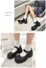 Femmes cuir Harakuju Lolita étudiant doux japonais talons hauts bout rond plate-forme chaussures pompes