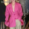 TWOTYLE Streetwear Tunic High Waisted Long Sleeve Black Pink Blazer Coat Women Autumn Female Fashion Clothing 210930