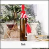 Decorações festivas festas suprimentos casa jardim de malha botão de vinho garrafa de vinho enfeites de natal gingerbread homem snowflake árvore lenço chapéu er