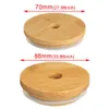 20pcs Bamboo Cap Lid Reusable Mason Jar Lids 70mm 86mm with Straw Hole and Silicone Seal Drinkware for Canning Drinking Jars Top Bottle Cover For Sales