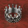 Bague couronne de roi de noblesse Vintage pour hommes, couleur argent, anneaux de motard en acier inoxydable 316L, Punk, bijoux à la mode, cadeau pour hommes