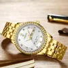 Chenxi Luksusowy Rhinestone Złoty Zegarek Ze Stali Nierdzewnej Mężczyźni Business Quartz Clock Wodoodporne Zegarki na rękę Relogio Masculino Q0524