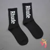 Rhude Simple Letter High Quality Cotton European American Street Trend Socks Men and Women Socks Rhude Couple In-Tube Socks