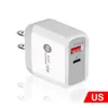 12W USB-C Type C Charger PD 2.4W Wall Chargers EU US UK Adapter voor iPhone Samsung Huawei Android-telefoon met doos