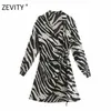 ZEVITY women vintage animal texture print sashes mini dress female batwing sleeve kimono vestido chic casual slim dresses DS4266 211221