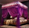 豪華な王女のカーテン4角3サイド開口部ポストカーテンキャノピーネット蚊帳寝具なしブラケットなし
