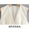 KPYTOMOA Women Fashion Office Wear Button-up Fitted Waistcoat Vintage V Neck Sleeveless Female Vest Outerwear Chic Tops 211008