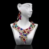 Conjuntos de jóias nupciais de cristal lindo para mulheres festa de banquete vestido de casamento africano exagerado colar de nupcial e brinco conjunto H1022