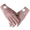 Fem fingrarhandskar 68Ua kvinnor vinter pekskärm full finger utomhus ridning med ett lager fast färg