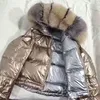 Kobiety Streetwear Bubble Coat Winter Natural Fur Collar White Duck Down Puffer Kurtka Kobieta Ciepłe Zagrubienie Znosić Ladies Parka 210525