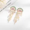 Lyxkvinnor dinglar örhängen S925 Silver Needle Tassel Long Drop Earring Personlighet Geometriska havmaneter Fashion Jewelry97031352720