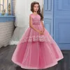 2021 Robes de fille en dentelle longue pour la fête des enfants de mariage robes robes pour gamins Bridesmaid Flower Girl Robe de soirée Costume 10 12 ans Q0716