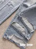 Blue AderError Jeans Mannen Dames Ader Patch Label AderError Cinder Broek Broken Back Pockets Broek Patchwork Jeans Kleding X0602